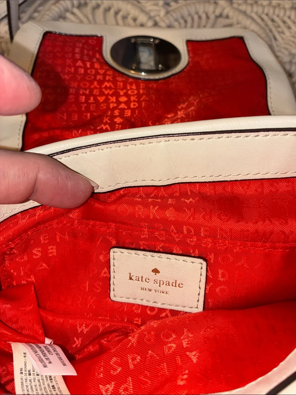 kate spade White Quilted Leather Crossbody‎ with Gold Chain